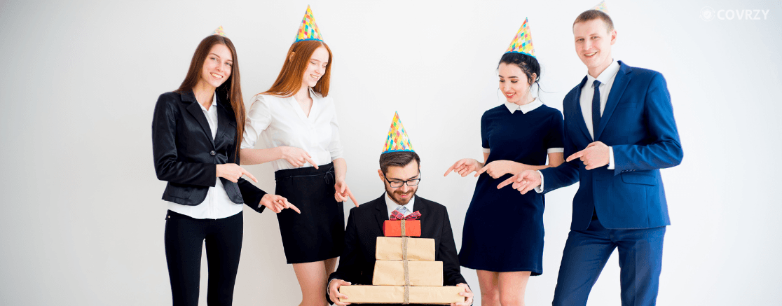 few employees celebrating an event in office